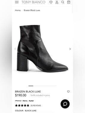 Tony Bianco Brazen Black Luxe Block Heel Ankle Boot 7.5